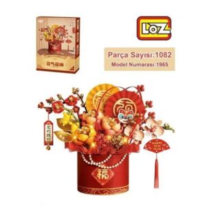 LZ-1965 KIRMIZI EBEDİ ÇİÇEK SANAT KOVASI 1082 PARÇA BLOCK OYUNCAK